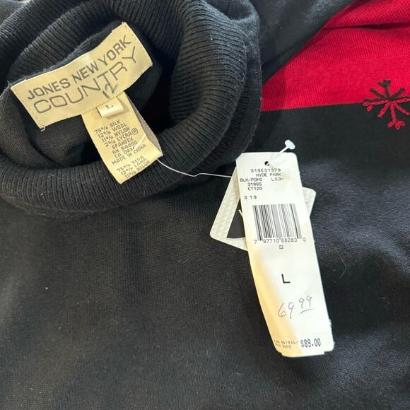 Jones New York Country Silk Wool Turtleneck Snowflake Sweater Women’s Size Large - Picture 2 of 8